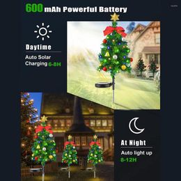 Christmas Decorations 2PCS LED Tree Landscape Light With Star Solar Stake IP65 Waterproof Pathway Xmas For Yard Decor