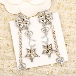 2023 Luxury quality charm drop earring with diamond and crystal beads tassel design heart have box stamp Star flower shape PS7112B287F