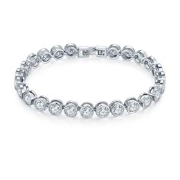 Fashion Brands Designer Round Cut CZ Stone Bracelet for Women Classical Tennis Bracelet & Bangle Jewelery Gift178e
