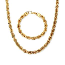 Top Quality Hip Hop Rope Chain Necklace & Bracelet Rock Rapper Jewellery sets For Men Women 75cm 8mm 21cm 8mm274y