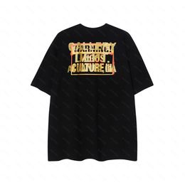 Galleries DEPT Harajuku 23SS Vintage Washed gold stamp Letters MIGOS Printed Logo T Shirt Loose Oversized Hip Hop Unisex Short Sleeve Tees WEM