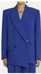 Asymmetric twill suit jacket with simple yet not simple design