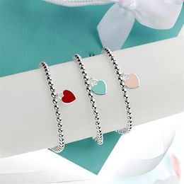 T-Designer Heart charms beaded bracelet Necklace stud earrings sets Women Luxury Brand Jewellery Classic Fashion heart pendant 925 s305y