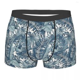 Underpants Blue Pattern Tropical Leaves Beach Cotton Panties Shorts Boxer Briefs Man Underwear Ventilate