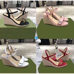 LDesigner Sandals Weave High Heels Women Sandal Wedge Hemp Rope Platform Thick Bottom Light Twine Braided Sandal Vacation Increase Slippers Casual Shoes With Box