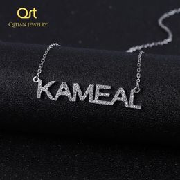 Personalised Iced Out Zirconia Letters Necklace Custom Name Pendant Crystal stainless steel choker Do not fade Jewellery WomenGift301q