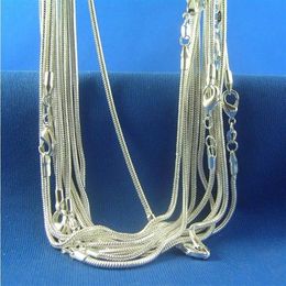 whole 925 silver chains necklace snake chain necklaces 1 2mm 16 -24 20pcs lot F042940