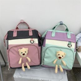 Backpack Multifunction Casual Cute Bear Female Student College School Bag Large Capacity Rucksack Harajuku Shoulder