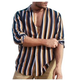 button up men shirt long sleeve fashion stripe mens shirts casual slim fit Cotton Linen autumn d91019333n
