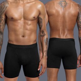 Underpants Men's Breathable Long Sports Underwear Cotton Solid Colour Boxer Briefs Casual Soft Lengthened