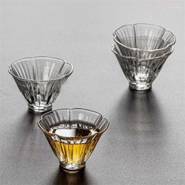 Tea Cups Japanese Style Flower Shape Small Capacity 40ml Clear Glass Cup Teacup Teaware Accessories
