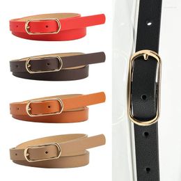 Belts Women's Simple Versatile Multi Color Thin Belt Fashion Ladies Dress Decorative Oval Button PU