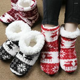 Women Socks Aldult Home Slippers Winter Floor Shoes Christmas Elk Indoor Warm Fur Slides Ladies Plush Pantoffels