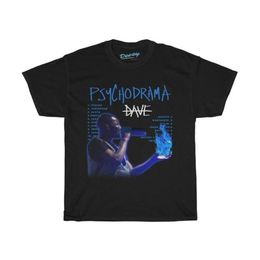 Men's T-Shirts Dave Psychodrama Shirt Bootleg Rap Tee Short Sleeve Unisex Black Vintage Style Santan Graphic T244W