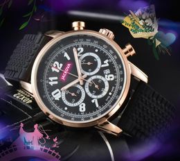 All Dials Working Automatic Date Men Three Eyes Design Watches Luxury Fashion quartz battery super Clock Stopwatch Quartz Movement Popular Colour Rubber Strap Watch