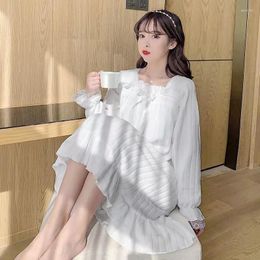 Women's Down Fund Nightgown Female Autumn Winter Princess Wind Is Lovely In Long Sleeve Sleep Skirt Money Sweet But Outside Wear