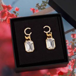 2022 Top quality Charm drop earring with diamond and crystal rectangle shape for women wedding Jewellery gift have box stamp PS7254291z