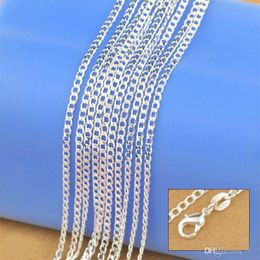 2017 New Factory 10PCS 16 -30 Genuine Solid 925 Sterling Silver Fashion Curb Necklace Chain Jewellery with Lobster C3028