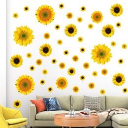 Wall Stickers Sunflower Colour Butterfly Creative Sticker Living Room Bedroom Study Background Corner Decoration