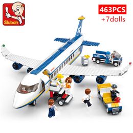 Aircraft Modle 463Pcs City Airport Airbus Aircraft Aeroplane Plane Brinquedos Avion Model Building Blocks Bricks Educational Toys for Children 230915