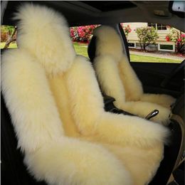 Car Seat Covers 2022 High Quality 100% Australian Wool Cover Winter Warm Natural Cushion 1 PC White Front298j