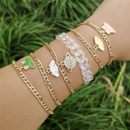 Charm Bracelets ZX 2 Pcs/Set Cute Animal Frog Dog Pendant Bracelet For Women Shine AB Acrylic Chain Girls Jewelry Wholesale Gifts