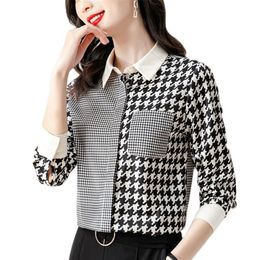 Luxury Fashion Women Runway Shirt 2023 Designer Bright Silk Turn-Down Collar Classic Button Up Blouses Spring Autumn Winter Office299x