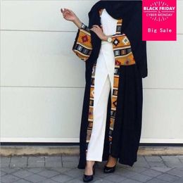 Ethnic Clothing Muslim Abaya Printed Cardigan Long Robe Gowns Kimono Jubah Ramadan Middle East Thobe Worship Service Islamic Praye262Q