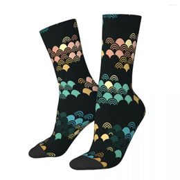 Men's Socks Japanese Pattern With Clouds Waves Style Male Mens Women Spring Stockings Hip Hop