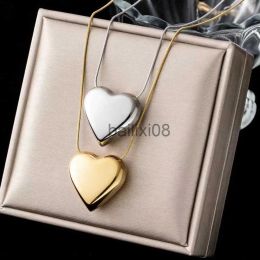 Pendant Necklaces European and American Hip Hop Simple Peh Heart Pendant Titanium Steel Neckle for Girls Sexy Clavicle Chain for Women Jewellery J230620