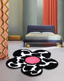 Carpets Funky Flower Area Rug For Living Room Bedroom Bathroom Fluffy Carpet Groovy Home Irregular Cute Plush Plant Flowers Tufted