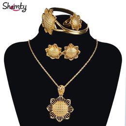 Earrings & Necklace Shamty Ethiopian Jewelry Sets Pure Gold Color Silver Bride African Wedding Eritrea Habesha Style A30004196P