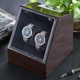 LISCN Wooden Auto Silent Watch Winder Irregular Shape Transparent Cover Wristwatch Box with EU Plug Luxury 2 Box Automatic Watch244E