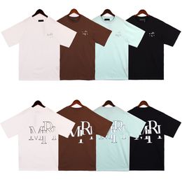 polo mens t designer shirt amirris Black white brown letter print short sleeve 2023 new