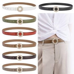 Belts Women Casual Vintage Y2K Girls Pants Bands Ladies Dress Rhinestone Ring Buckle Waistband Gothic Leather Belt