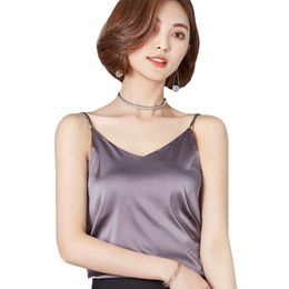 New Sexy Tank Top Women Silk Camis Fashion V-Neck Sleeveless Shirt Solid Colour Women Camisole Backless Summer Female Tops3292