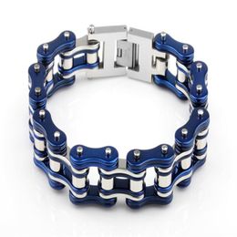 316L stainless steel charm Mens motorcycle chain bracelet blue silver Red Trendy Bike biker chain bracelets For Men Gift246Z