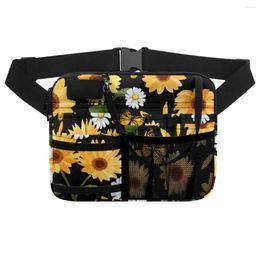 Waist Bags Sunflower Butterfly Pattern Tools Storage Bag Mulit Internal Large Pocket Crossbody Polyester Fabric Mezzanine Pack