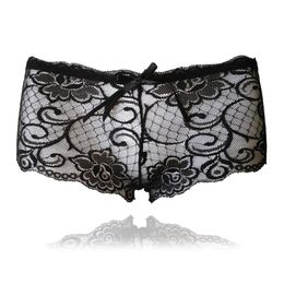 Sexy Lace knickers Seamless Underwear Women Panties Ladies Fashion Boyshorts Female Thin Transparent Flower Lace Boxers 6188r
