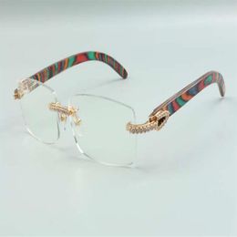 2021 new style high-end designers medium diamonds glasses 3524012 for men women natural peacock wooden glasses frame size 36-18-226I