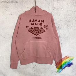 Vintage Human Made Hoodie Men Women Quality Heavy Fabric Bat Pattern Human Made Pullover Oversized Sweatshirts306P