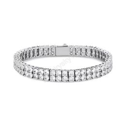 Hip Hop Tennis bracelet Bling Iced Out 2 Rows CZ Stone Chain Bracelets for Women Men Link Chains Jewelry215f
