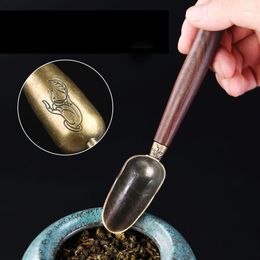 Tea Scoops 1pcs Retro Shovel Solid Wood Spoon Kongfu Ceremony Accessories Ebony Teaspoon Gift Long Handle