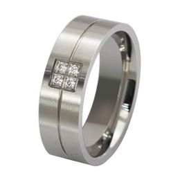 Titanium Steel Cubic Zirconia Men Fashion Classic Rings Silver 8mm Size 7-13309w