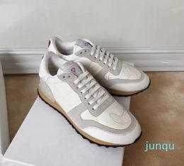 Lace-up couple casual shoes simple stitching design, outdoor shoes comfortable flat-bottomed round toe white casual Flats