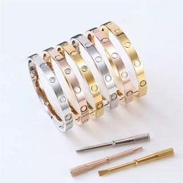 Bracelet designer bangles luxe fashion love Jewellery thin nail cuff bracelets Gold Silver Rose 4CZ Stainless Steel Charm bangle for247u