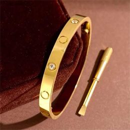 Luxury Gold Name Bracelet Designer Bangle Women Men 4cz Steel Screw Screwdriver Bracelets Jewellery Silver Couple Luck