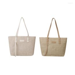 Evening Bags Elegant Women Casual Shoulder Bag Top Handle Straw Tote Handbag For Girl E74B