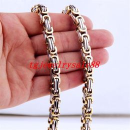 4 5 8mm Wide Silver Colour Gold Stainless Steel Byzantine Box Link Chain Mens Boys Necklace Or Bracelet Jewellery 7-40 Chains214O