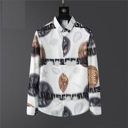 2022designer luxury mens dress casual print shirts for men long sleeve cotton paris slim fit womens shirt#L254V264M